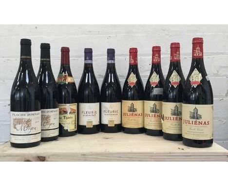 9 Bottles Mixed Lot Domaine Crus Beaujolais comprising: 2 bottles Fleurie ‘La Joie de Palais’ Domaine Lafarge-Vial 2018, 4 bo