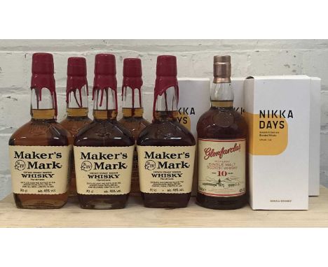 10 Bottles Mixed Lot Scotch Malt Japanese Blended Whisky and Kentucky Bourbon comprising: 1 Bottle Glenfarclas 10 YO Highland