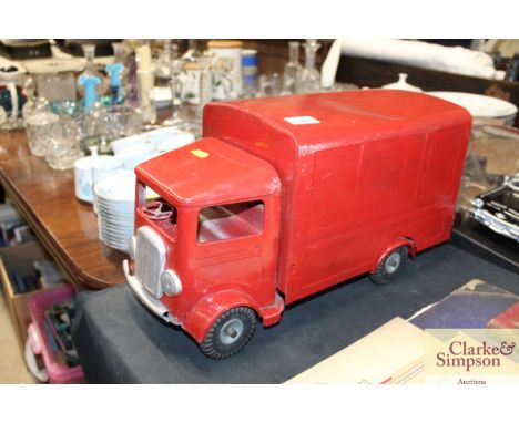 A vintage red tin plate L. Bros. Triang toy lorry
