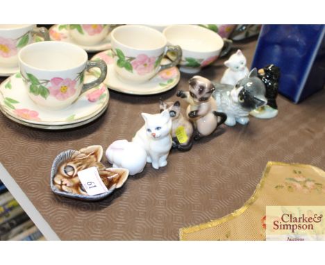 Various Goebel and Beswick cat ornaments; a Royal Worcester rabbit etc. 