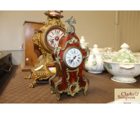 A 19th Century tortoiseshell mantel clock