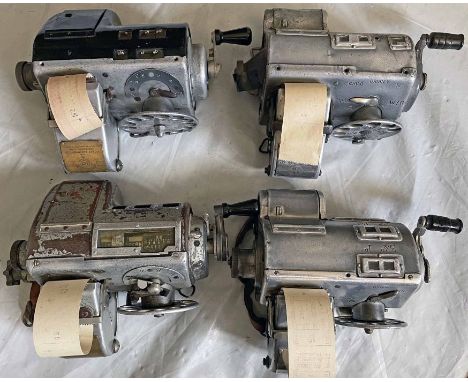 Selection (4) of TIM TICKET MACHINES: all are in working order but need inking. The only legible ticket reads 'City of Oxford