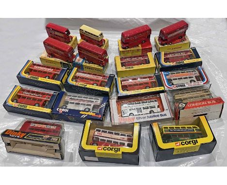 Good quantity (19) of Dinky and Corgi die-cast, boxed MODELS of London buses comprising Dinky 289 x 4, 290 x 1, 291 x 1 &amp;