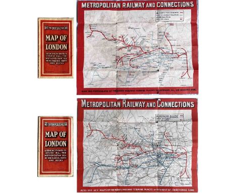 Pair of 1920s/30s Metropolitan Railway MAPS OF LONDON, the Met's own version of the London Underground map, comprising c1931 