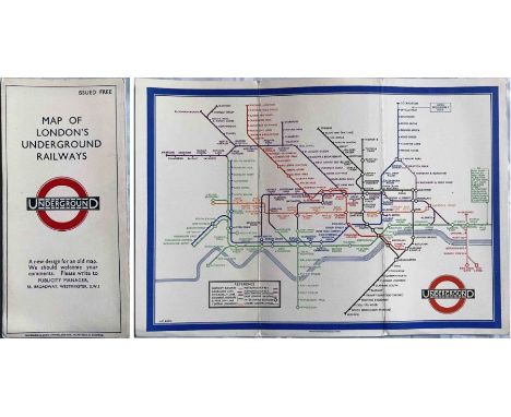 1933 first edition of the H.C. Beck London Underground diagrammatic card POCKET MAP with the famous cover slogan "A new desig