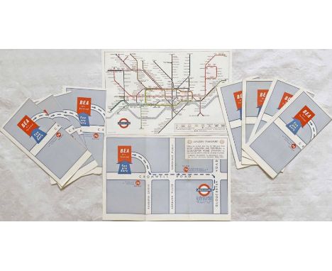 Quantity (10) of the c1965 special edition of the London Underground diagrammatic POCKET MAP, a paper version of the Garbutt 