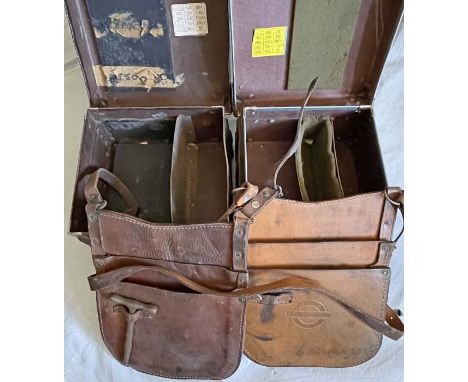 Selection (4) of bus conductors' items comprising 2 London Transport leather CASH BAGS, one with budget key (good, used condi