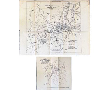 Pair of very early London RAILWAYS MAPS produced for Parliamentary sessions and comprising 1845 Map of the Several Projected 