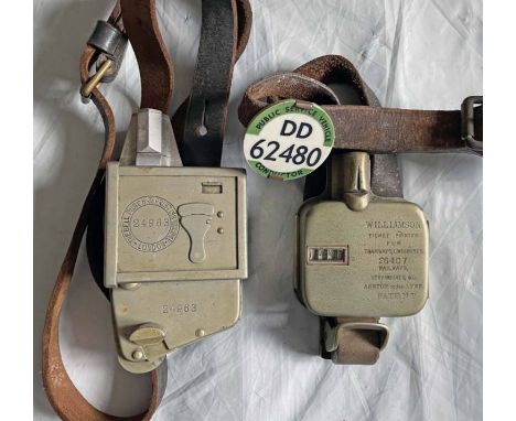 Pair of PUNCH TICKET MACHINES comprising a Bell Punch, serial no 24963, and a Williamson 'Ticket Printer for Tramways, Omnibu