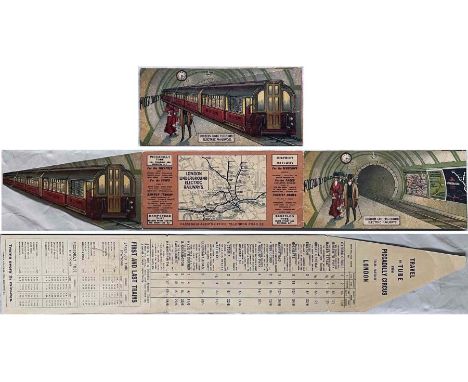 1907 London Underground Electric Railways fold-out PROMOTIONAL CARD with MAP, one of a series featuring different stations, i