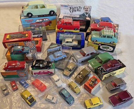 Large quantity (30) of 1960s onwards, mixed-scale, die-cast &amp; plastic MODEL CARS of BMC 1100s - Morris, Austin, MG, Innoc