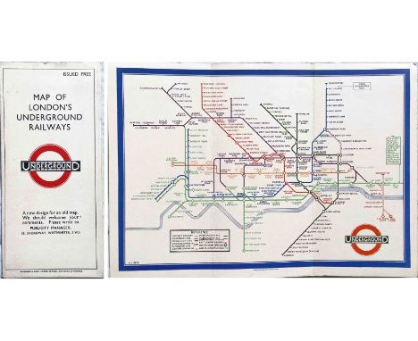 1933 first edition of the H.C. Beck London Underground diagrammatic card POCKET MAP with the famous cover slogan "A new desig