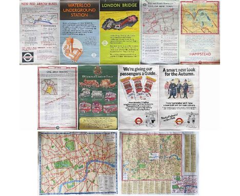 Selection (11) of mainly 1960s London Transport POSTERS comprising double-royal 'New Red Arrow Buses' (9/68), 'Hampstead' (1/