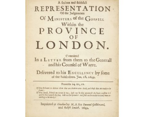 English Civil War - [Presbyterian Ministers]A serious and faithful Representation of the Judgements of Ministers of the Gospe