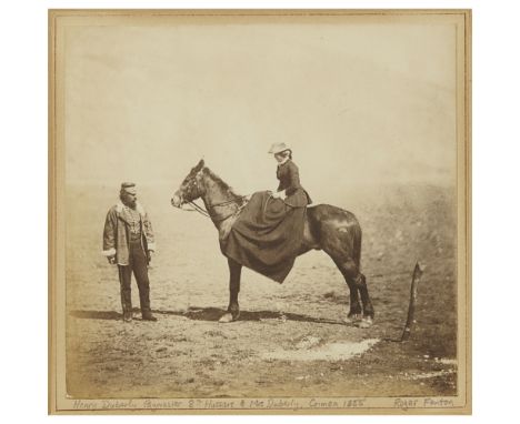 Fenton, RogerHenry Duberley, Paymaster 8th Hussars & Mrs Duberley, Crimea, 1855, albumen print, 14.5 x 15cm, laid-down to mou