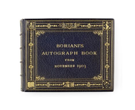 Autograph book of Arnolfo Boriani136 pages with signatures, comments and original illustrations in a blue morocco album with 