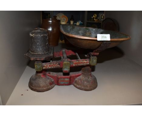 A set of vintage scales in red,W.T Avery Birmingham 'universal' .