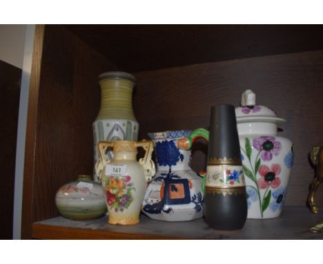 A selection of ceramics including Waldershof Baveria
damage to bisque flower vase and lidded ginger jar