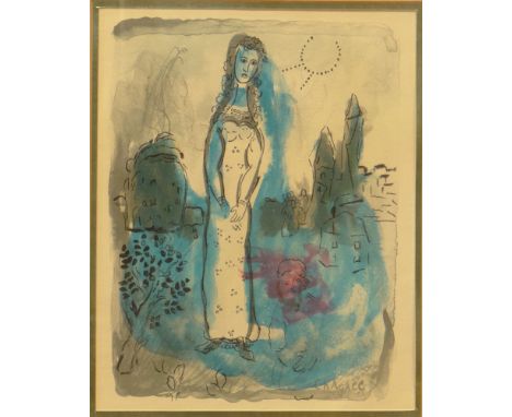 Marc Chagall French (1887-1985) Color Lithograph "Esther (from Bible II, Verve 37/38) Mourlot 252. Paris, 1960. Bears Signatu