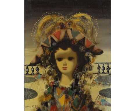 Jean Calogero Italian  (1922-2001) Oil on Canvas "Portrait of a Young Girl" Signed Jean Calogero Lower Left. Good to Very Goo
