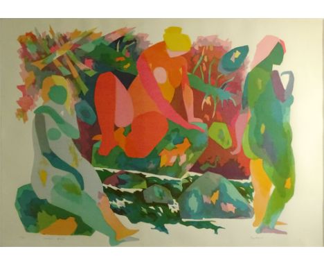Gregorio Prestopino, American (1907-1984) Color Lithograph "Summer Brook". Titled, numbered 62/85 and signed in pencil. Measu