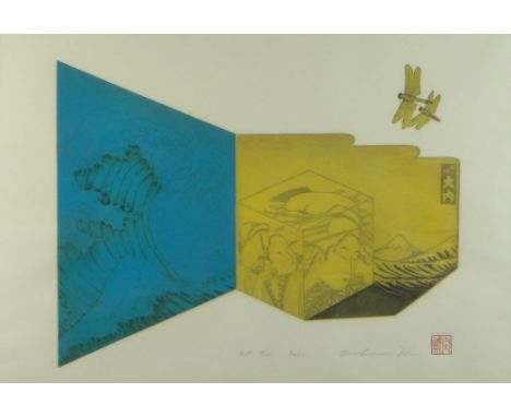 Modern Japanese Color Etching. Signed (illegible) Lower Right, Numbered EP 6/25. Good Condition or Better. Measures 15-1/2 In