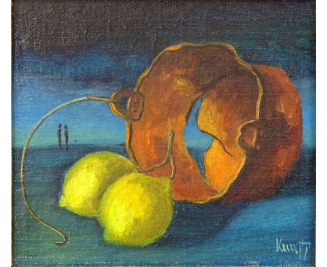 Modern Decorative Oil on Panel signed Kern. Good condition. Measures 4-1/2" x 5-1/4", frame measures 9-1/2" x 10-1/8". Shippi