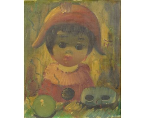 Nino Giuffrida, Italian (1924- ) Oil on Canvas "Portrait of Young Child". Signed Center Right. Needs Cleaning Otherwise Good 
