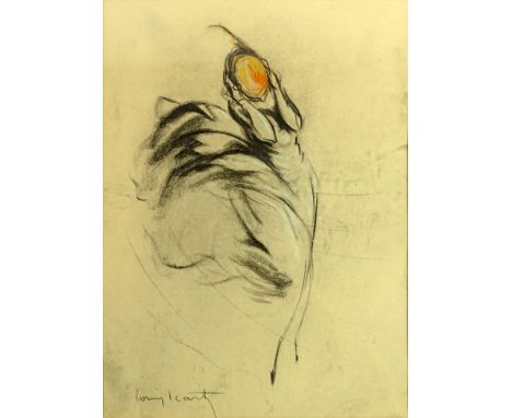 Louis Icart, French (1888-1950) Lithograph "Sketch of a Woman" Signed Lower left Louis Icart. Good Condition. Framed Under Gl