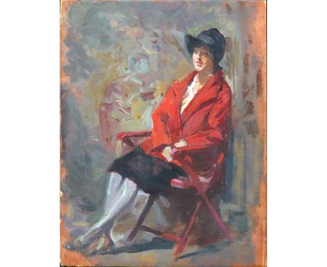 Circa 1930's Italian School Oil on Cardboard, Portrait of a Seated Woman. Unsigned. Good condition. Measures 9" H, 7" W. Ship