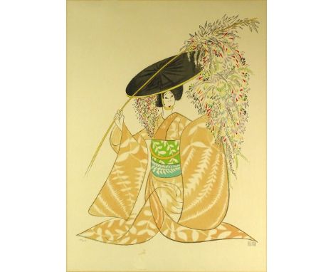 Albert Hirschfeld, American (1903-2003) Color Lithograph "Kabuki Theater, Fuji" Pencil Signed Lower Right, Numbered Lower Lef