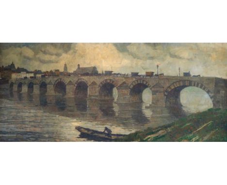 SCHINGEN, H., Niederländische/r Maler/in um 1900,Öl/ Lw., Blick auf St. Servatius-Brücke in Maastricht, links unten sign., 50