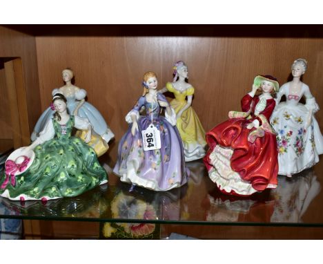 SIX ROYAL DOULTON FIGURINES, comprising Nicola HN2839, First Dance HN2803 (second quality with minor firing faults), Elyse HN