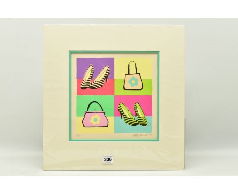 HETTY HAXWORTH (BRITISH 1971) 'SHOES AND HANDBAGS', a limited edition print on paper, signed and dated '98, 8/100 no certific