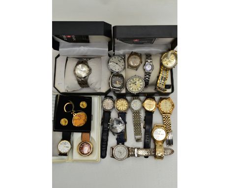A BOX OF ASSORTED WATCHES, to include twelve wrist watches, names to include 'Zurich, Timex, Sona, Oasis, Geneva Classic, Ros
