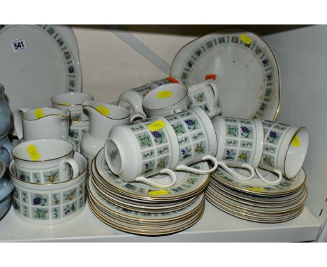 A ROYAL DOULTON 'TAPESTRY' PATTERN PART TEA SERVICE, comprising a pair of bread and butter plates, two milk jugs, two sugar b