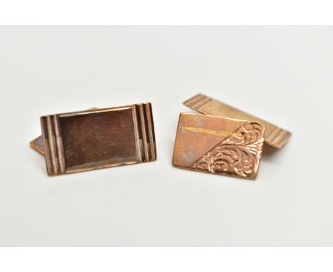 A PAIR OF 9CT GOLD CUFFLINKS, each of a rectangular form, hallmarked 9ct Birmingham, approximate gross weight 5.9 grams (cond