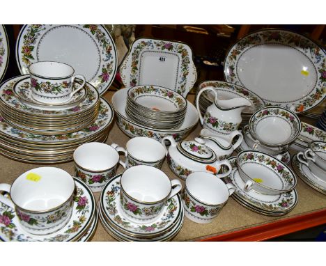 A SPODE 'TAPESTRY' PATTERN DINNER SERVICE, comprising one large meat plate, two oval serving dishes, one circular serving dis