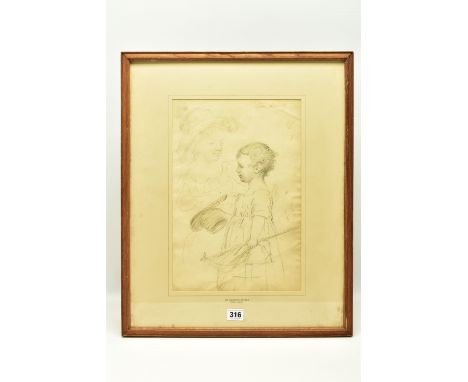 ATTRIBUTED TO SIR GEORGE HAYTER (1792-1871) 'TOM HIMSELF', a sketch of a young boy with a female figure behind, charcoal on p