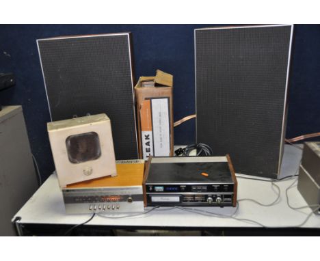 A PAIR OF LEAK SANDWICH 600 VINTAGE SPEAKERS in Teak cabinets (working), a Leak Delta AM/FM Tuner (PAT pass and working), a M
