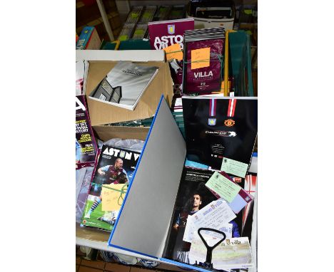 THREE BOXES OF ASTON VILLA EPHEMERA, to include 21st century match day programmes, yearbooks, ticket stubs, season tickets, e