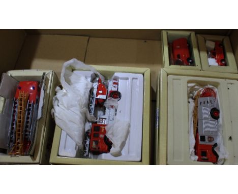 		Five Corgi Classic die-cast vehicles, Fire Brigade. Viz: Bedford van, Morris Minor pickup, AEC pumper, AEC ladder and AEC p