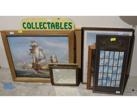 		A quantity of pictures, rishing rod, tripod and sundries