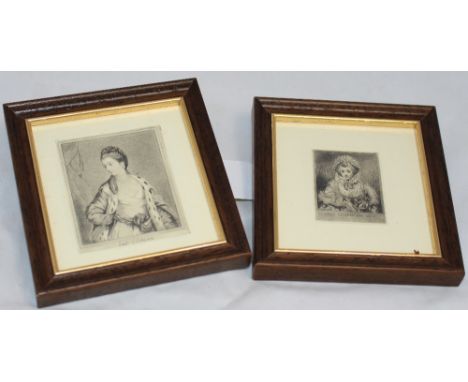 		A pair of portrait miniature mezzotints, Miss Lavinia Bingham and Lady C Johnston