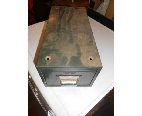 2 Vintage Metal Filing Drawers 7 x 5 1/2 inches 15 long and 9 1/2 x 4 inches 19 long