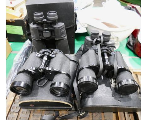 Four pairs of field binoculars to include Minolta, Excelsior etc 
