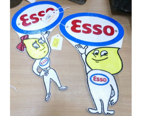 Two Esso girl and boy reproduction advertising signs