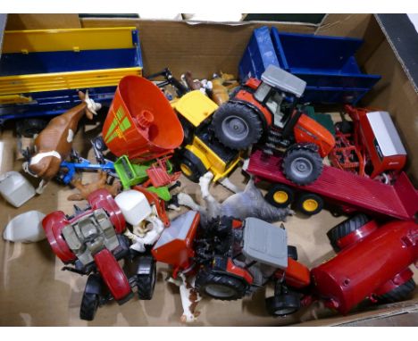 Farmyard animal toys, tractors and others to include Ertl, Siku and Britains