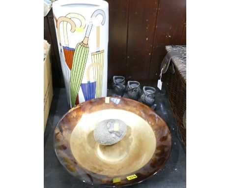Ceramic umbrella stand, owl ornament, vase, hedgehog  