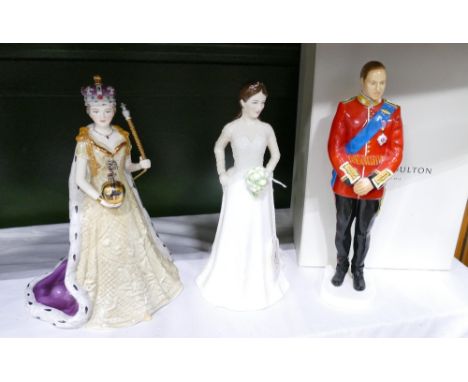 Spode Queen Elizabeth II Diamond Jubilee figure, limited edition of 4995 together with Royal Worcester Catherine Duchess of C